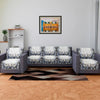 Kuber Industries Sofa Cover Set Blue Digital Flower Sofa Cover 5 Seater Couch Cover Gray