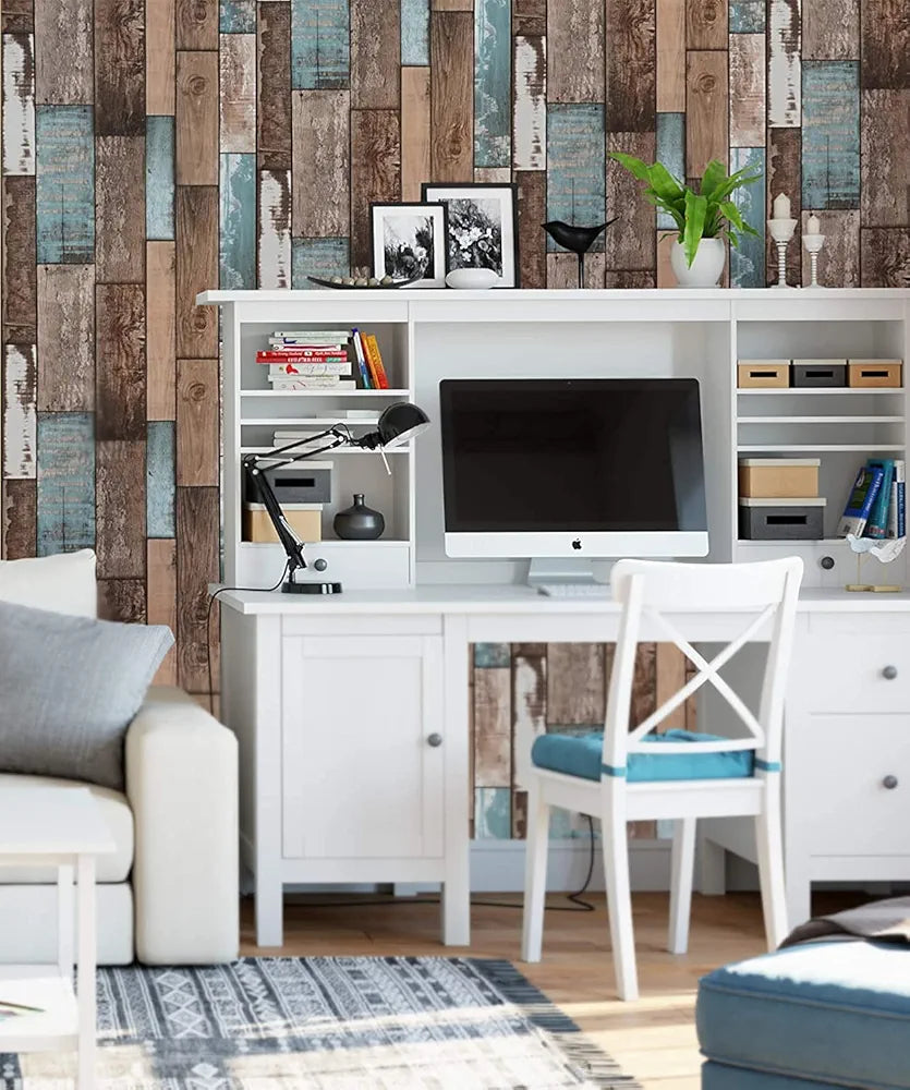 Jaamso Royals Vintage Wooden Distressed Wallpaper for Furnitur Pvc Waterproof 400 x 45 CM