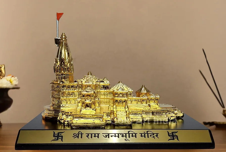 Gold Art India Ram Mandir Ayodhya Gold Plated - Minature Small