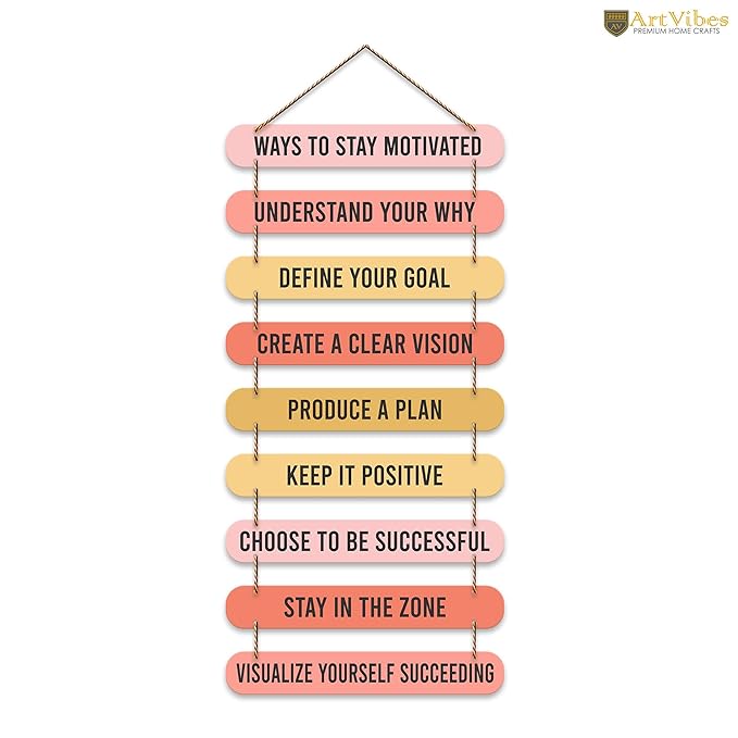 Artvibes Ways to Stay Motivated Quotes Mdf Wooden Wall Hanging for Home Livingroom Art Item