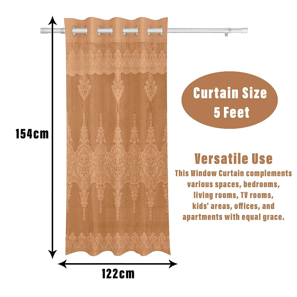Kuber Industries Darkening Window Curtains Sheer Curtain with 8 Rings SY15ZZ Golden Colour