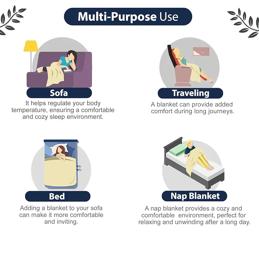 Divine Casa Printed Microfiber 120 GSM Reversible Dohar Blanket for Single Bed Lightweight AC Blanket Colour Navy Blue & White