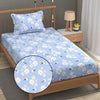 Fresh From Loom Soft Microfiber Floral Print Single Bed Bedsheet 240 TC 1 Pillow Covers Casper-Blue
