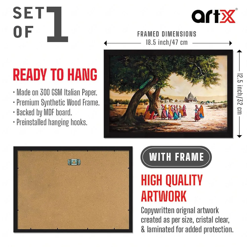 ArtX Paper Indian Village Framed Wall Art Painting AXI00314-VIL