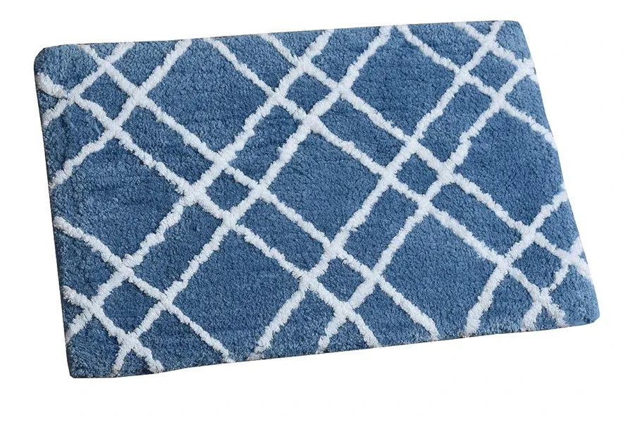 Aerohaven Glorious Super Soft Microfiber Abstract Designer Anti Slip Bathmat BM10 Blue Colour
