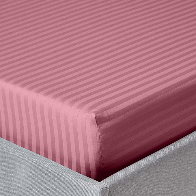 Haus & kinder Cotton Elastic Fitted Bedsheet King Size 2 Pillow Covers | Colour Roseberry