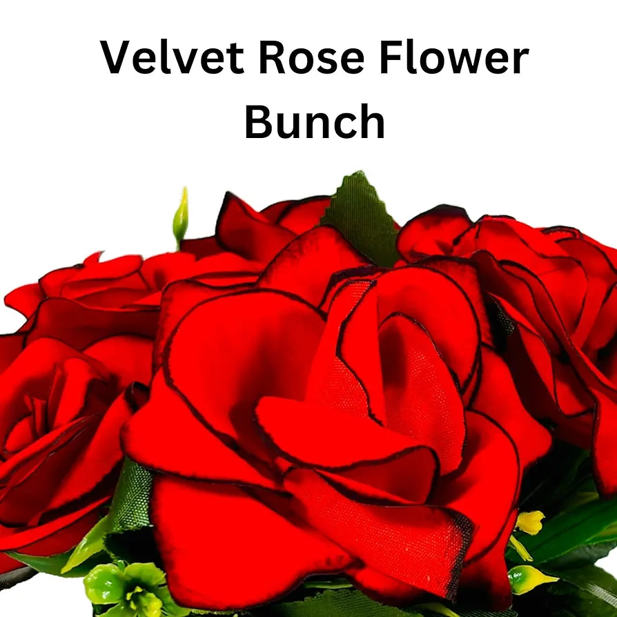 Artificial Velvet Rose Fake Flowers Potted Artificial Plants Indoors Natural Wooden Pot