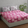 Huesland by Ahmedabad Cotton 144 TC Bedsheet for King Size Bed with 2 Pillow Covers | Mauve & White