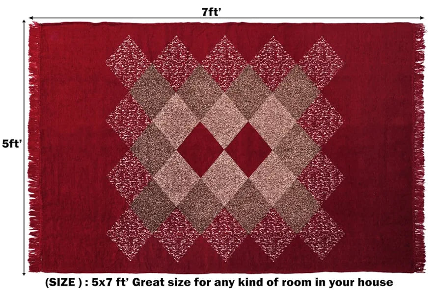 BSB Home Designer Superfine Chenille Carpet 500 GSM Velvet Carpet Area Rug Red
