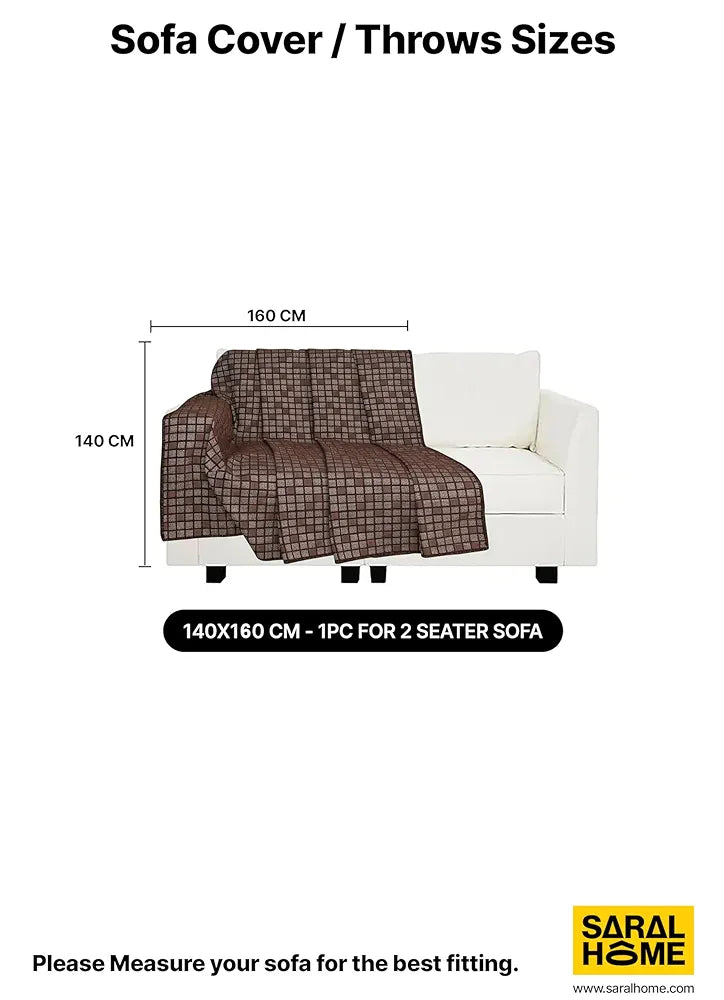 Saral Home Chenille 2 Seater Reversible Sofa Cover Throw Colour Grey