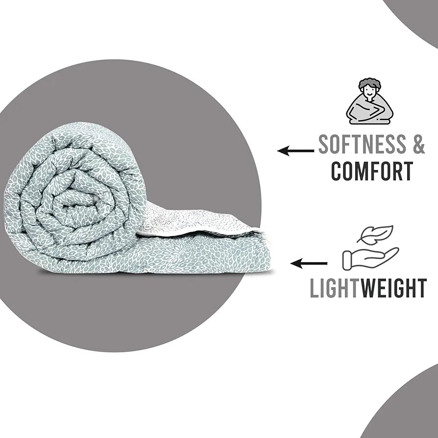 Divine Casa 120 GSM Microfiber Single Bed Comforter Soft & Lightweight Reversible AC Blanket Colour Slate Grey