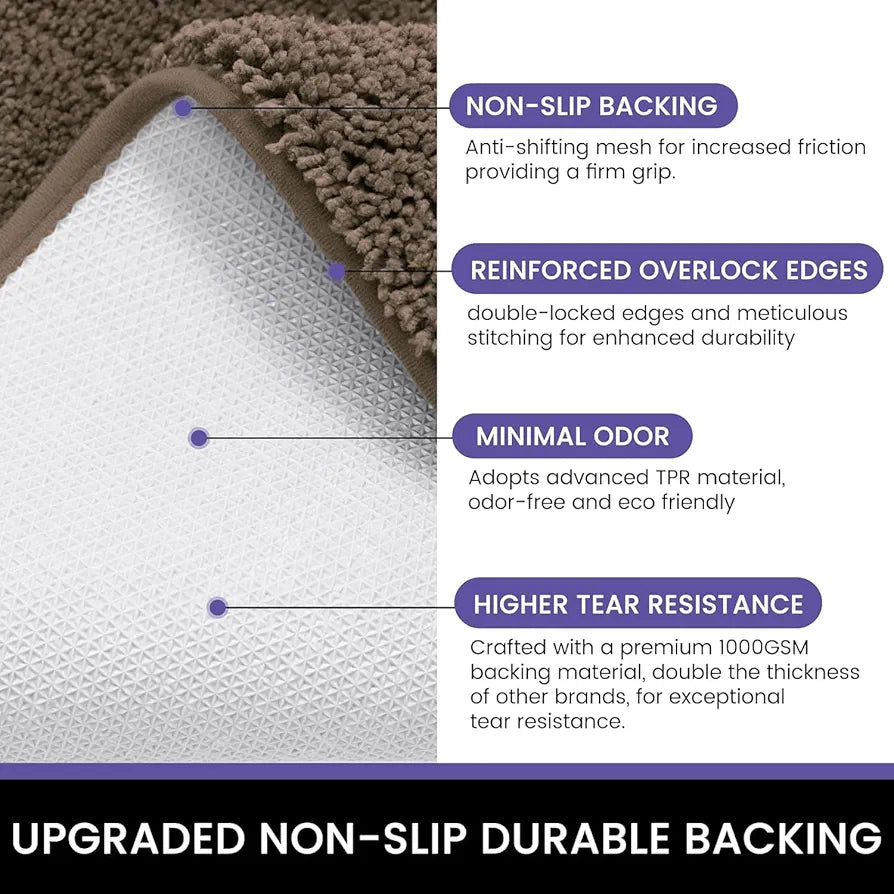 Luxe Home International Microfibre Rectangular Bath Mat Super Soft Anti Skid Newman Mats For Bathroom Colour Chocolate