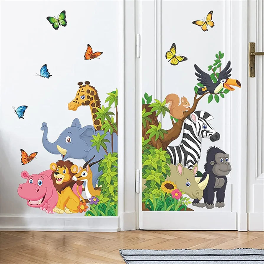 Jaamso Royals Forest Animal Tree Self-adhesive Vinyl Wall Sticker for Kids