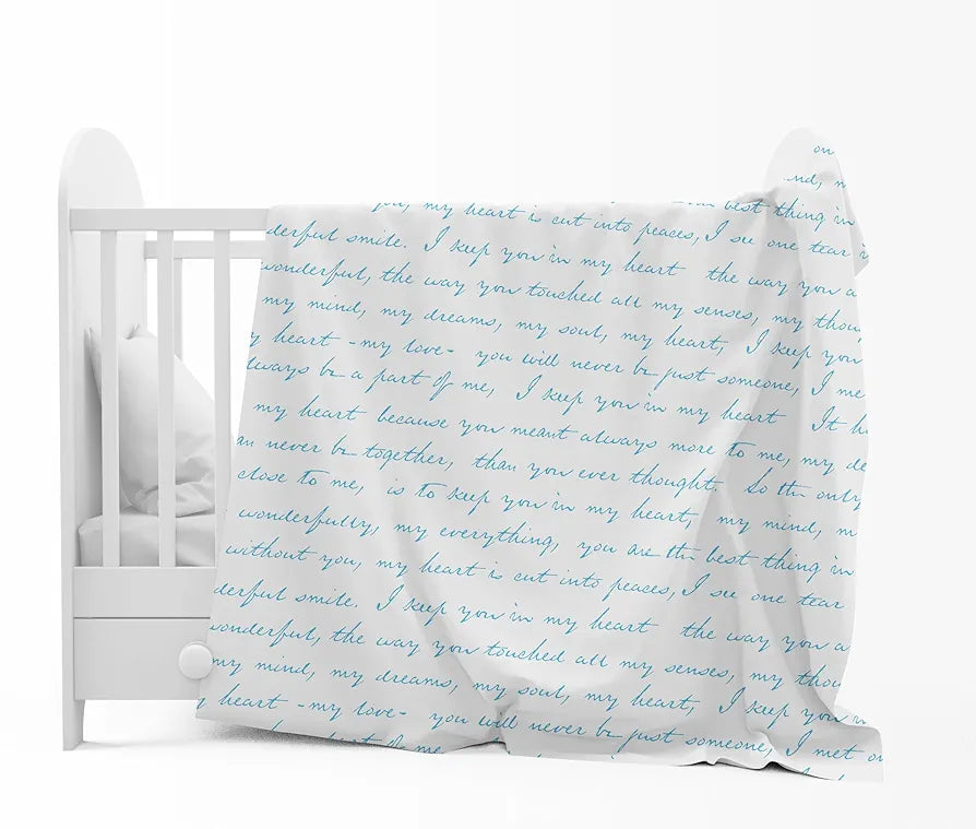 Divine Casa 120 GSM Microfiber Single Kids Dohar Soft & Lightweight Throw Blanket Typography Pattern Colour Blue Topaz