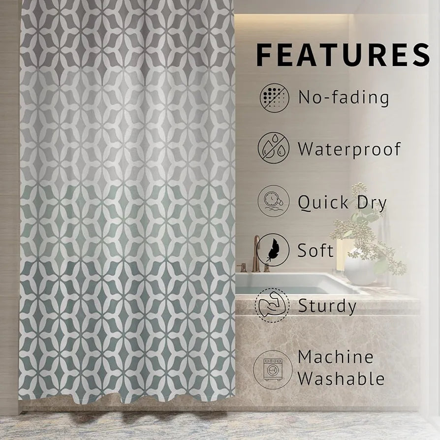 Home Threads Embrace Luxury with Our 6-Feet Long Premium Polyester Shower Curtain with 12 Hooks for a Lavish Bathroom Ambiance Stylish Splendid and Perfectly Sized Four_Shade