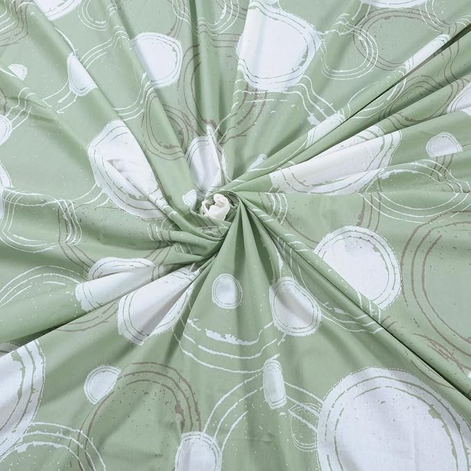 Huesland by Ahmedabad Cotton 144 TC King Size Bedsheet Cotton with 2 Pillow Covers | Sphere | Green & Off White