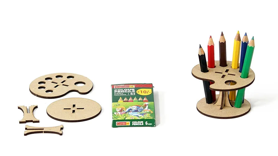 Funvention- for Little Scientist in Every Kid Wooden Puzzle and Colouring Art Kit and DIY Craft Stem Learning Toys