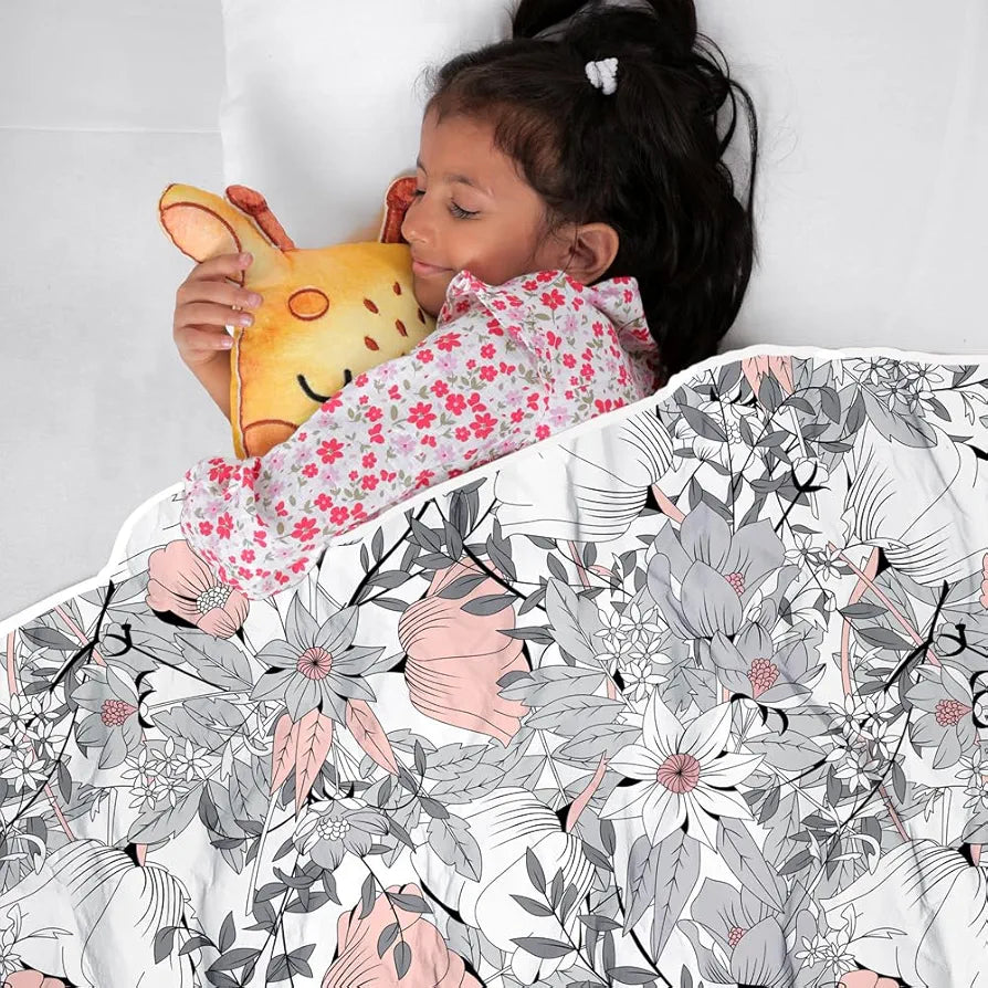 Divine Casa Floret 100% Cotton Single Kids Dohar 120 GSM Soft & Lightweight Throw Blanket Colour Griffin