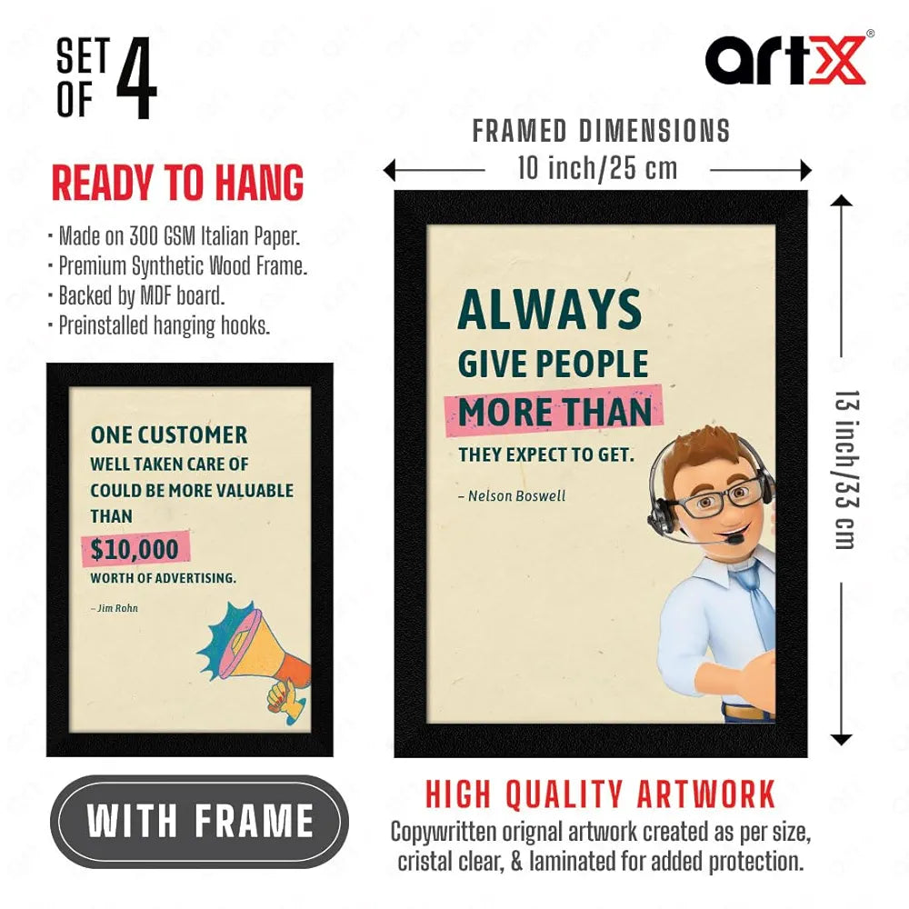 ArtX Paper Call Center Business Sales & Marketing Motivational Quotes AXF00177-MOT Framed Posters A4 Set of 4