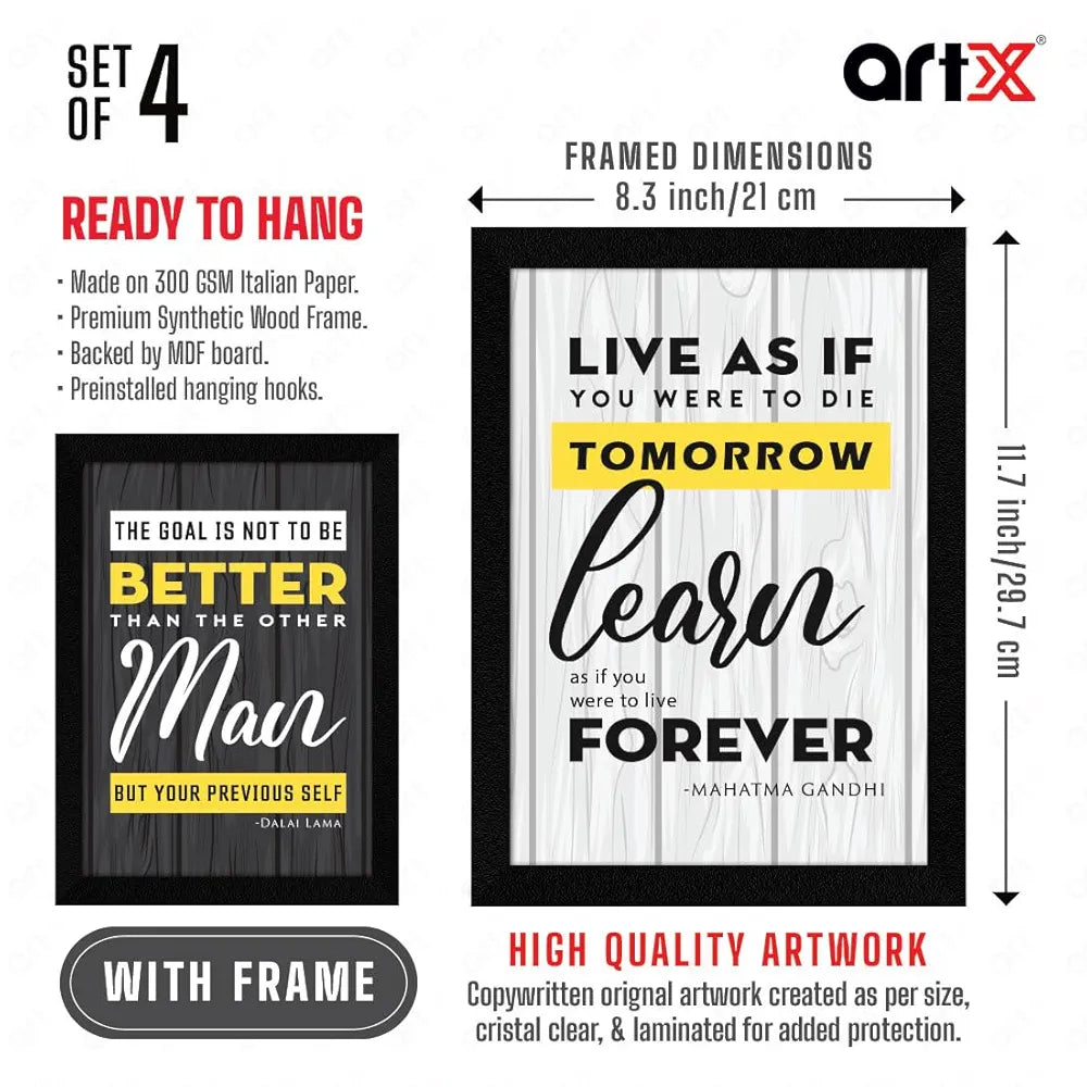 ArtX Paper Learn Motivational Framed Posters A4 Set of 4