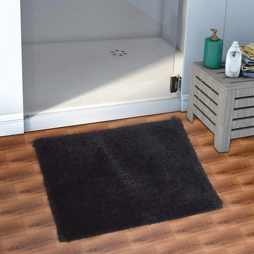 Aerohaven Solid Modern Bath Mat Black Colour Microfiber