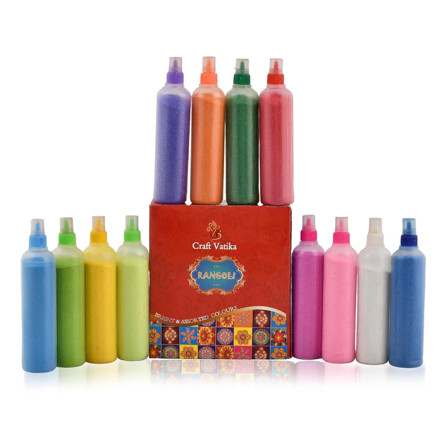 CraftVatika 12 Rangoli Colour Powder Tube Kit Diwali Decoration Items