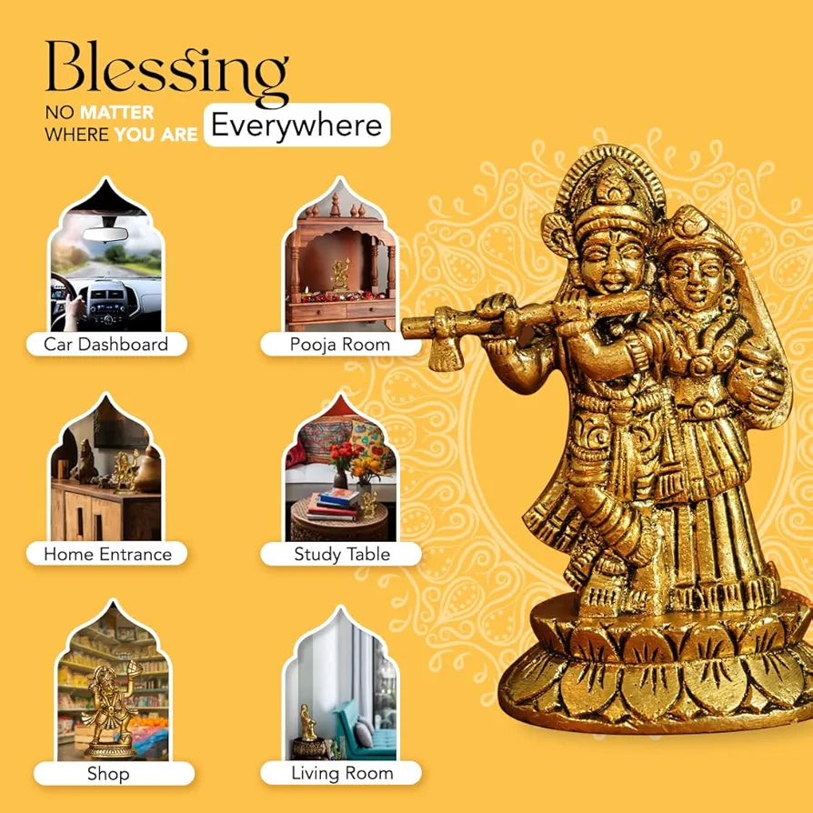 Ekhasa Pure Brass Radha Krishna Murti Radha Krishna Small