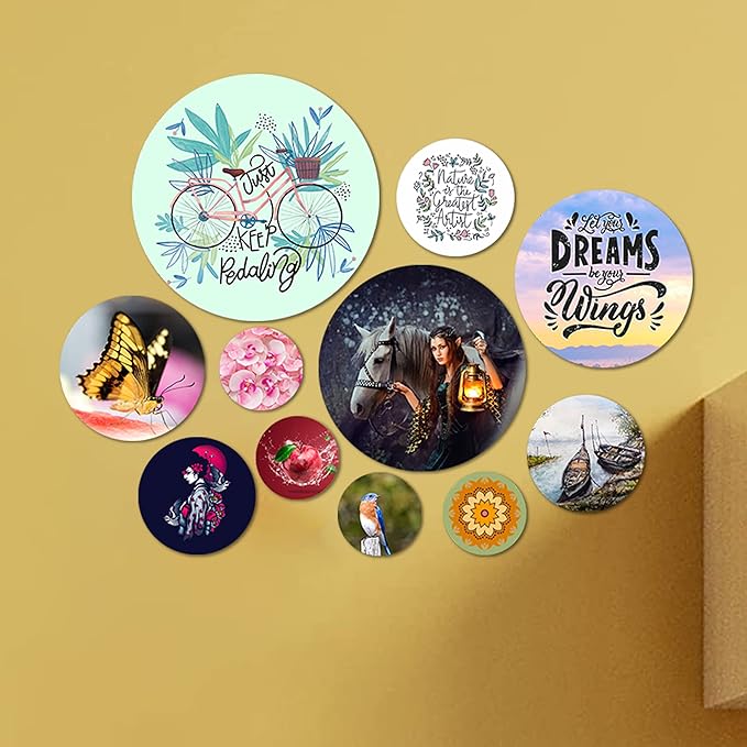 Artvibes Designer Mdf Wooden Wall Hanging for Home| Set of 11 | Multicolour | Nature