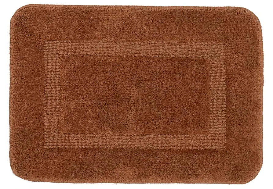 Saral Home Cotton Anti Slip Bathmat Set with Contour Colour Brown (Pack of 2)