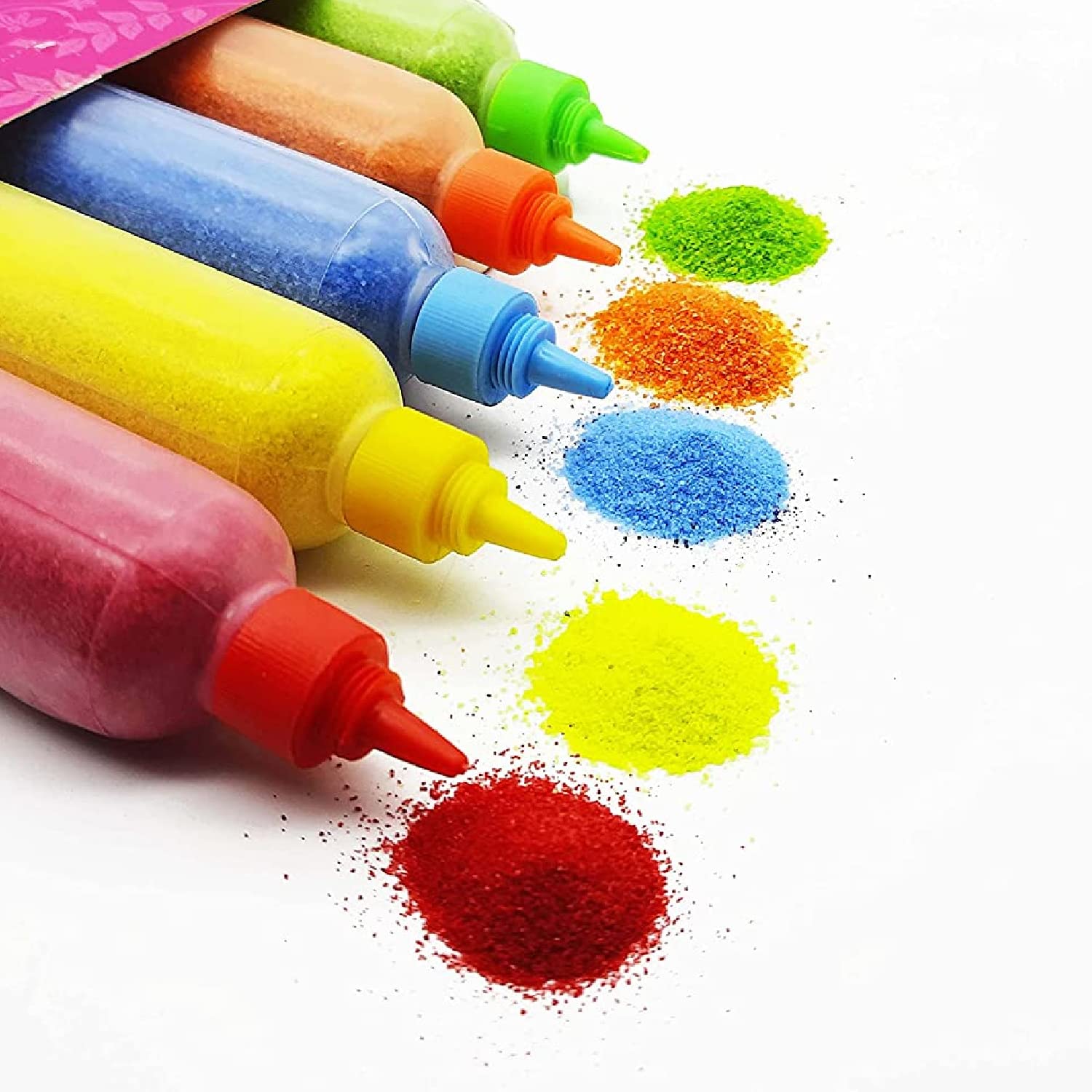 Ascension 10 Rangoli Powder Colors Bottles 4 Stencils and 2 Fillers Design Creativity Diwali Floor Rangoli Art Colours