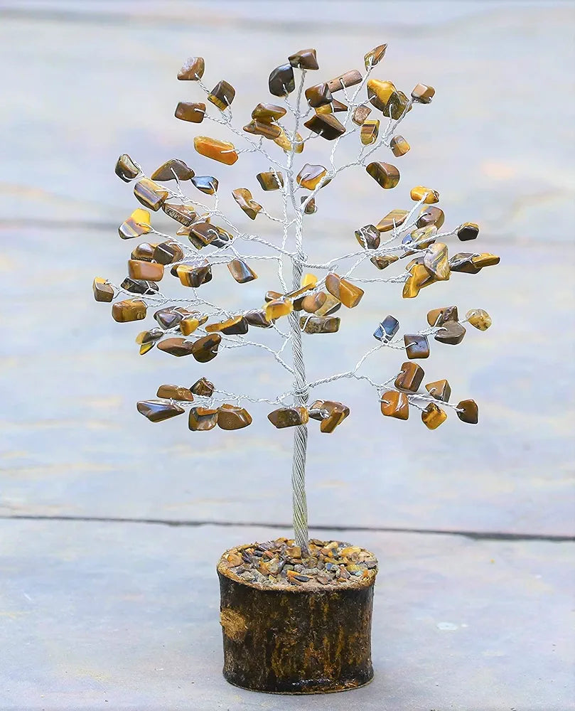 Crocon Tiger Eye Gemstone Money Tree Feng Shui Bonsai