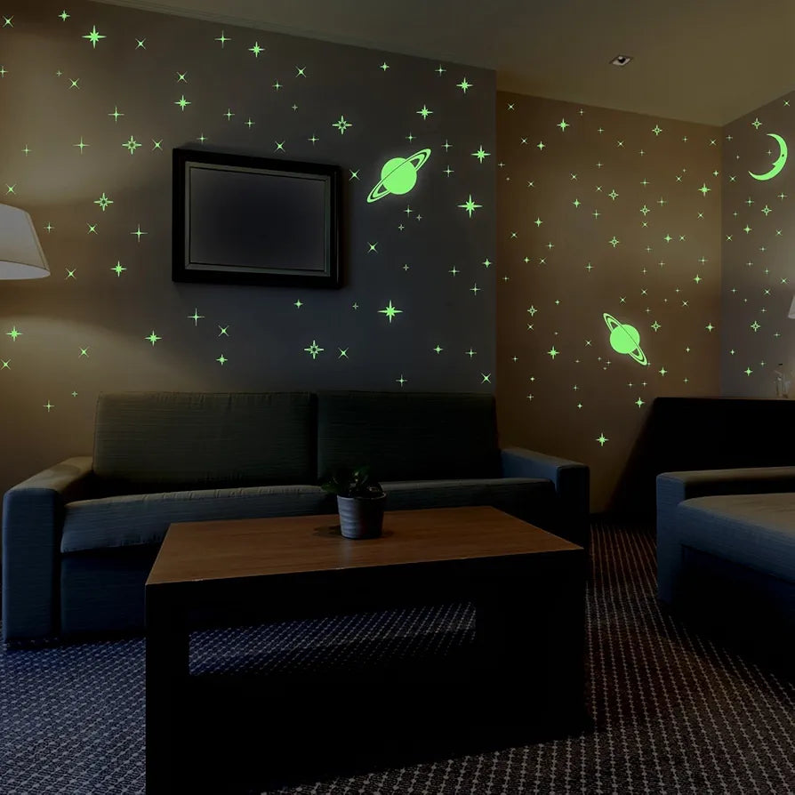 Jaamso Royals Galaxy of Stars 'glow in the Dark' Radium Stickers Radium and Moons for Bedroom