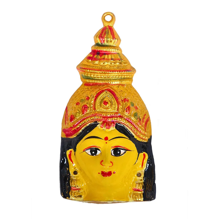 anciently Varalakshmi Face | Ammavari Face | Amman Face | Laxmi Mukhota | Varalakshmi Pooja Decoration Items Aluminium, Yellow, 1 Piece 
