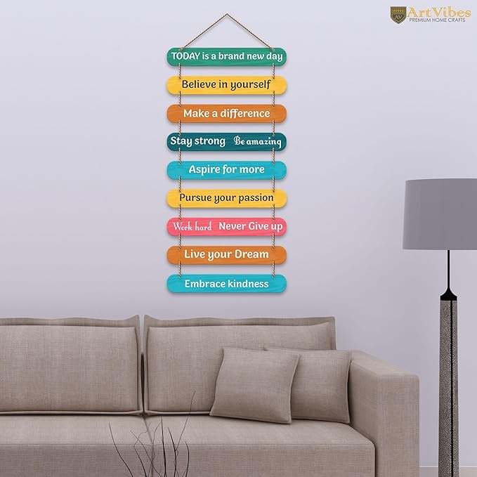 Artvibes Self Motivation Quotes Mdf Wooden Wall Hanging for Home Livingroom Art Items