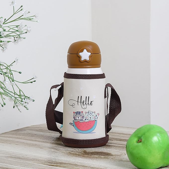 Femora Hello Kitty Thermosteel Double Wall Vacuum Kids Water Bottle with Bag - 380 gms