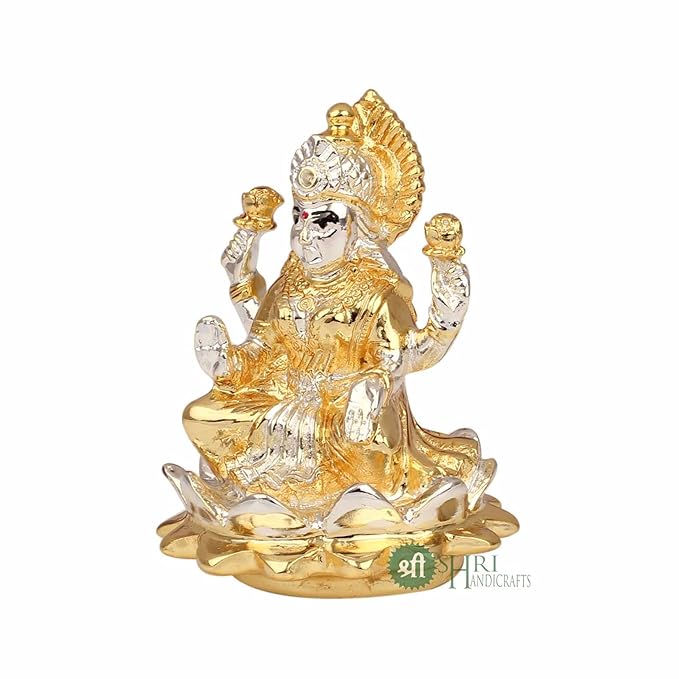 Indicast Resin Sitting on Lotus Goddess Mata Laxmi Idol Murti Statue for Home and Office Decor & Gifts