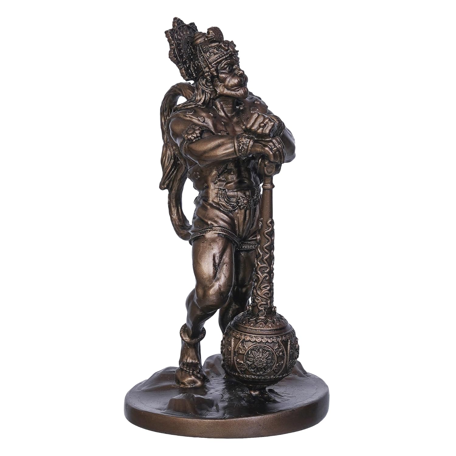 Ecraftindia Golden Polyresin Handcrafted Standing Lord Hanuman Statue With Gada/ Mace | Ideal for Hanuman Jayanti