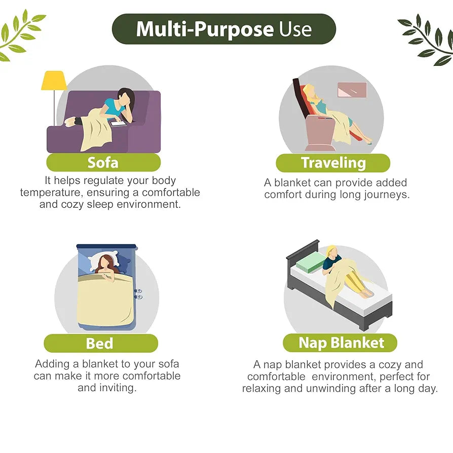 Divine Casa Glace Cotton 120 GSM Reversible Lightweight Printed Double Bed AC Dohar Blanket Quilt Colour Green and Dark Green TC - 120