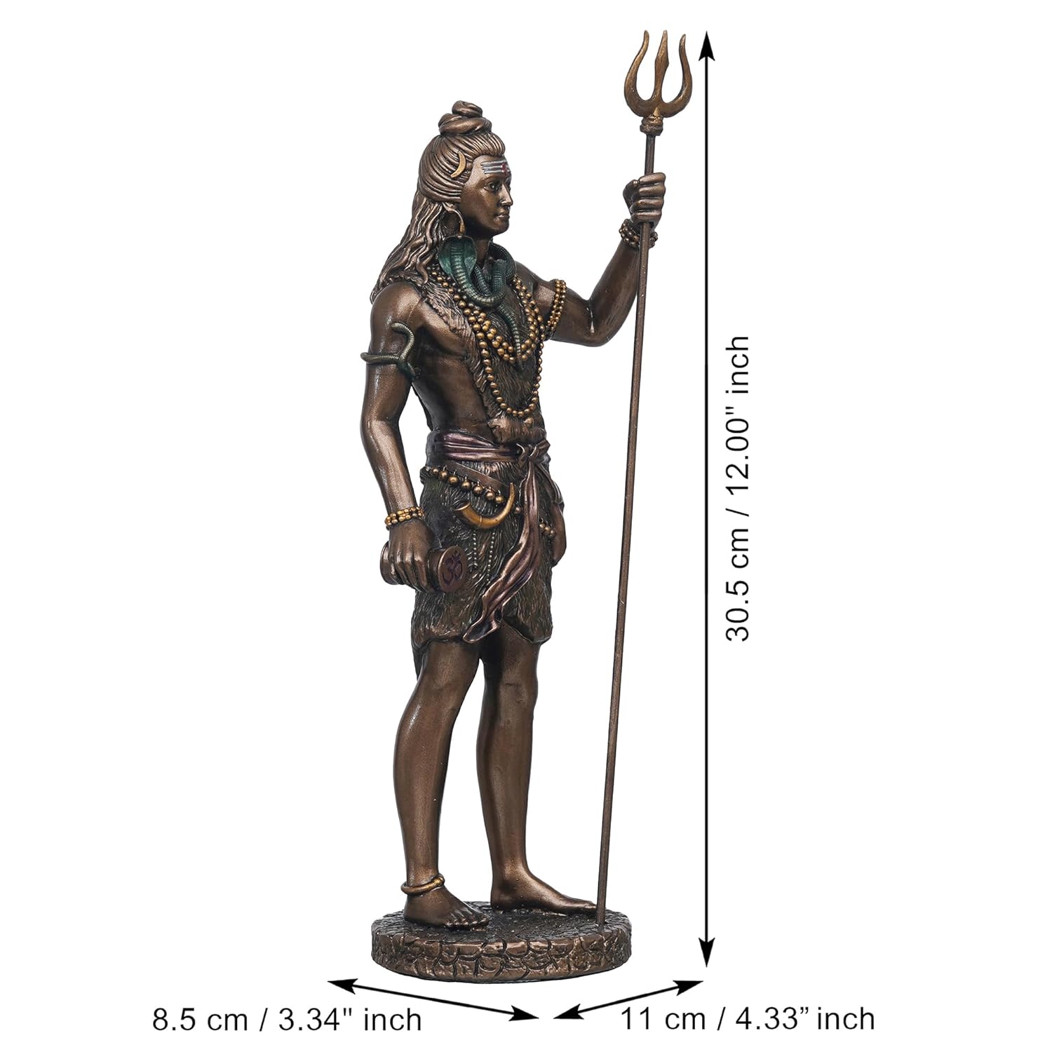 Ecraftindia Polyresin Bronze Finish Standing Lord Shiva Statue With Trishul and Damru | Hindu God Idol for Puja Room