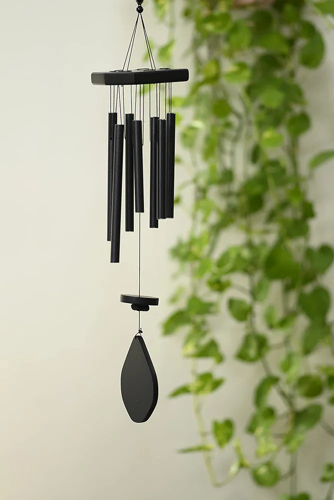 Tej Gifts - Feng Shui Metal Wind Chime 7 Pipes Black Rods
