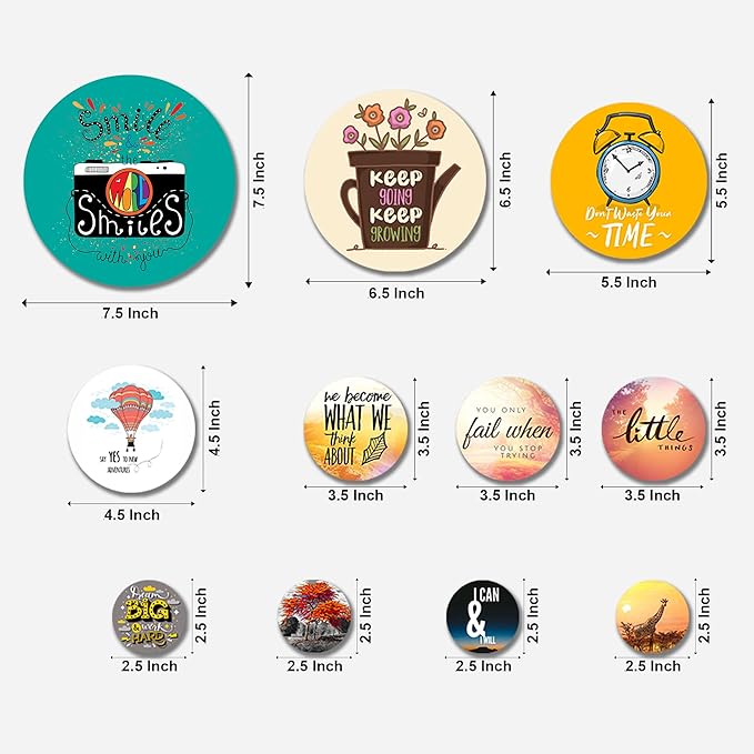 Artvibes Designer Mdf Wooden Wall Hanging for Home Decoration | Pack of 11 Pieces