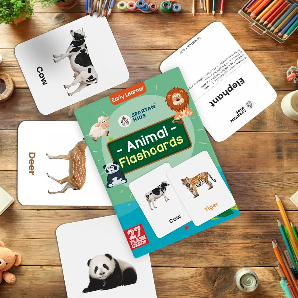 SPARTAN KIDS Animal Flash Cards for Kids | 27 Early Learning Flash Cards for Kids, for Cognitive_Skills