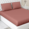 Haus & kinder Cotton Elastic Fitted Bedsheet King Size 2 Pillow Covers | Colour Rust