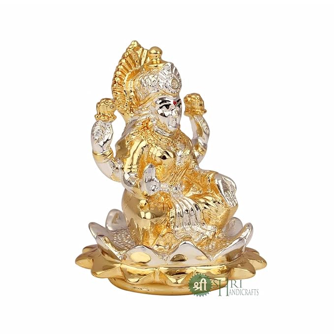 Indicast Resin Sitting on Lotus Goddess Mata Laxmi Idol Murti Statue for Home and Office Decor & Gifts