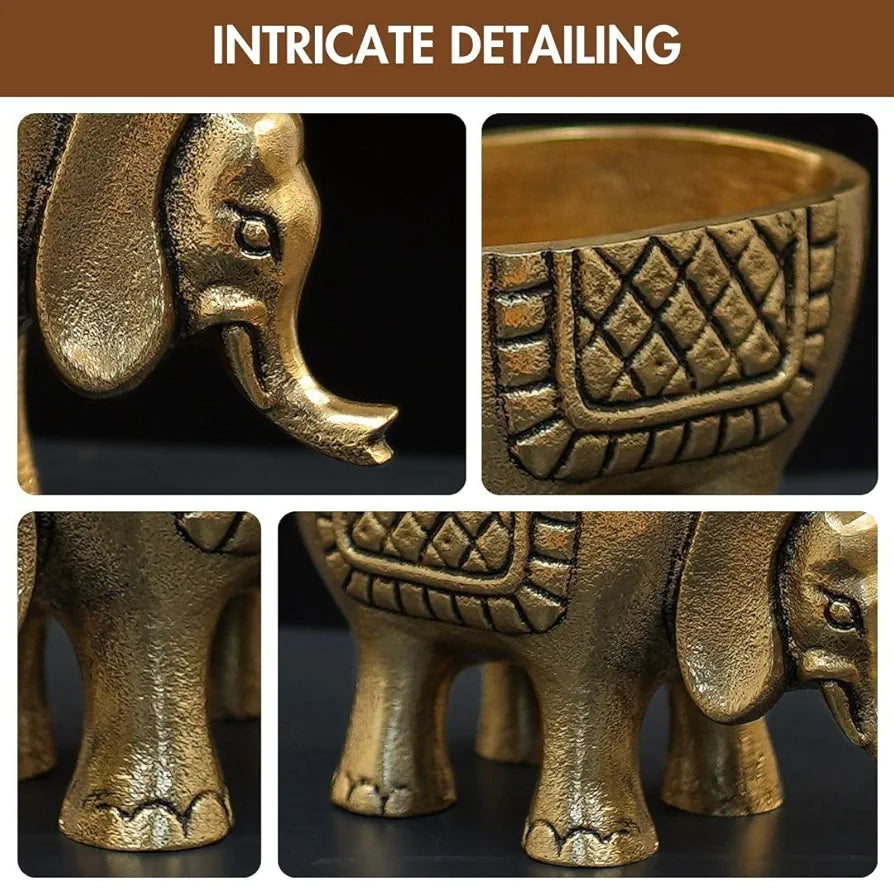 BEHOMA Aluminium Elephant for Good Luck | Statue for Home Decor Tabletop Living Room Office | Candle Holder Gift Showpiece for Valentine's Day, Birthday 