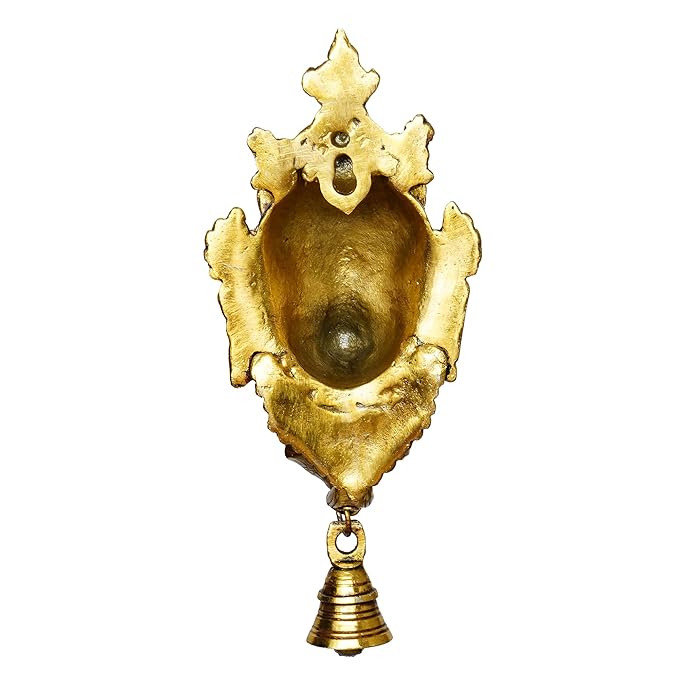 Ecraftindia Golden Metal Lord Ganesha Wall Hanging Diwali Diya With Bell