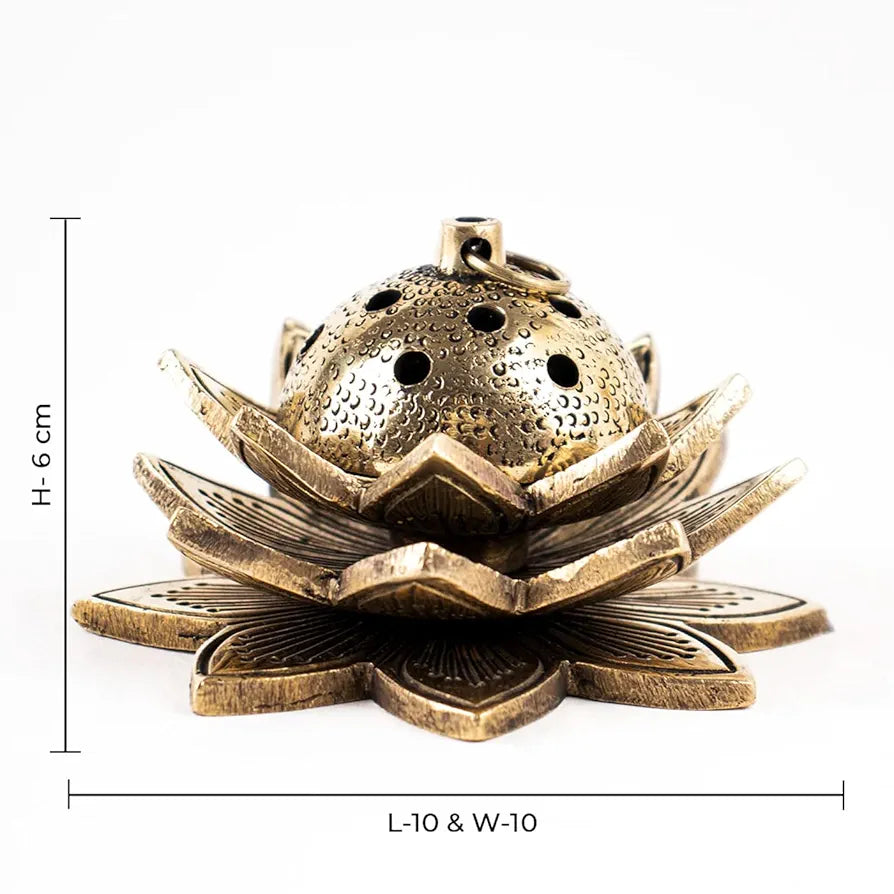 DecorTwist® Premium Brass in Lotus Design Dhoop Dani & Agarbatti Stand with Gift Box Incense Burner for puja Dhoop Dani Burner for Home Office &Temple
