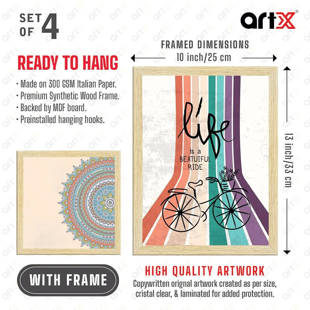 ArtX Paper Abstract Big Wall Art Frame Painting Multicolor Set of 4