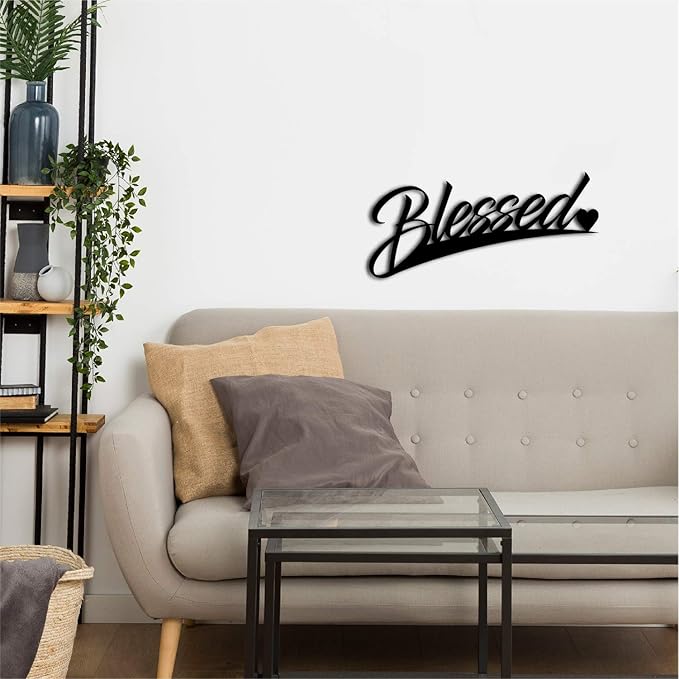 Ecraftindia Blessed Black Engineered Wood Cutout Wall Art Decor | Spiritual, Religious Wall Hanging