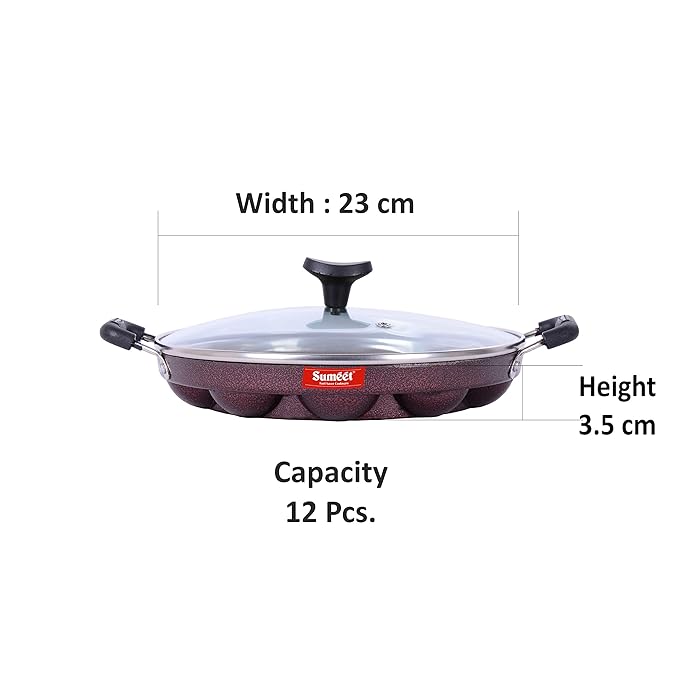 Sumeet Aluminium Appam Patra With Lid 12 Piece (Peach)